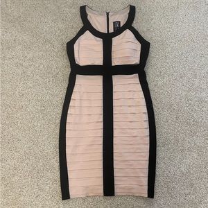 JAX Formal Pleaded Structured Body Con Molded Bra Party Dress